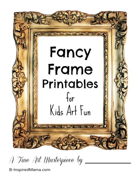 Fancy Frame Printable for Kids Art Gallery Drawing Fun at B-InspiredMama.com Printable Picture Frames, Picture Frame Printable, Picture Frame Template, Picture Frame Drawing, Fancy Frame, Frame Printable, Printable Frames, Kids Art Galleries, Dream Jobs