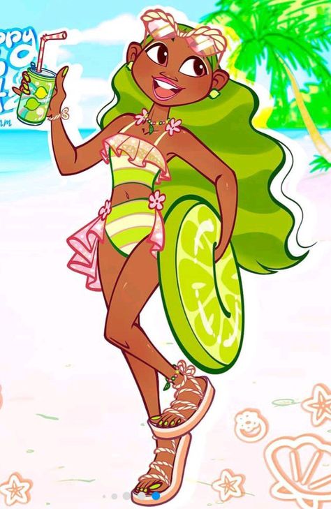 Fruit Themed Outfits Aesthetic, Tropical Character Design, Fruit Mermaid, Stylistic Art, Summer Oc, Crk Oc, Y2k Art, Cartoon Books, Clothing Design Sketches