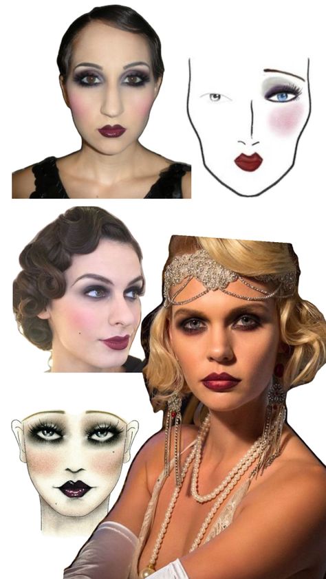 1920s Makeup Flapper, 1920 Halloween Costumes, 1920s Makeup Gatsby, Roaring 20s Makeup, Gatsby Hairstyles For Long Hair, Great Gatsby Makeup, 1920s Halloween Costume, Roaring 20s Hairstyles, 1920 Makeup