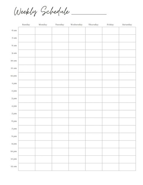 Hourly Weekly Schedule Weekly Planner Printable Week at a - Etsy | Printable Planner For Moms by  Jason Hoffman Free Printable Weekly Planner Template, Free Weekly Planner Templates, Planner For Moms, Weekly Schedule Printable, Free Planner Templates, Weekly To Do List, Weekly Planner Free Printable, Weekly Hourly Planner, Week At A Glance