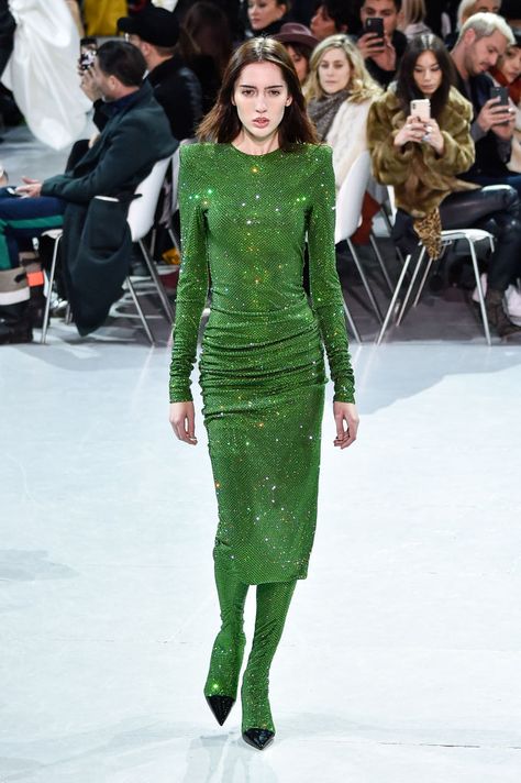 PARIS, FRANCE - JANUARY 22: Teddy Quinlivan walks the runway during the Alexandre Vauthier Spring Summer 2019 show as part of Paris Fashion Week on January 22, 2019 in Paris, France. (Photo by Peter White/Getty Images) Teddy Quinlivan, Model Walk, Peter White, Green Palette, 90s Models, Alexandre Vauthier, Celeb Style, Androgynous Fashion, January 22