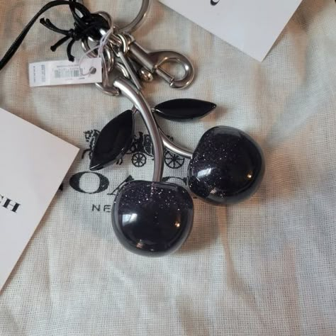 Coach Black Cherry Charm Cherry Bag, Cherry Charm, Summer Spring Outfits, Style Moodboard, Coach Accessories, Black Cherry, Coach Bag, Cute Bags, Key Rings