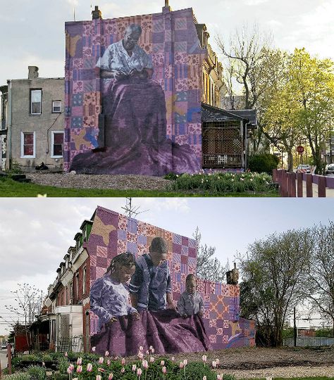 Stunning Murals Depict Passing Down Knowledge - Quilting Digest Grandmother Quilt, Quilting Digest, Community Park, Built Environment, Mural Art, Philadelphia Pa, Public Art, Quilt Inspiration, Art Quilts