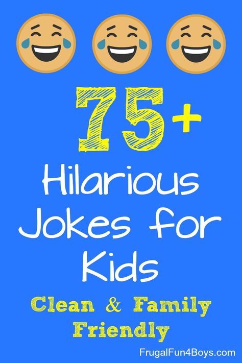 75+ Hilarious Jokes for Kids - Tons of jokes for kids that are clean and family friendly and FUNNY! Kid Friendly Jokes, Jokes To Tell, Lunchbox Jokes, One Liner Jokes, Family Jokes, Funny Riddles, Clean Funny Jokes, Funny Jokes To Tell, Hilarious Jokes