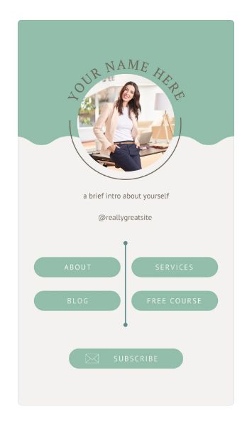 Canva Editable Link in Bio Social Media for Bloggers, Coach, and Influencers. Link Tree Design Ideas, Linktree Design, Professional Bio, Instagram Fonts, Canva Template Instagram, Business Plan Outline, Mini Site, Instagram Font, Social Medi