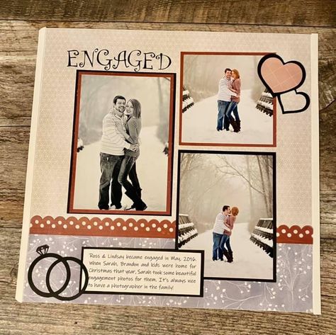 Engagement Scrapbook, Wedding Album Scrapbooking, Couple Scrapbook, Wedding Album Layout, Bridal Shower Scrapbook, Wedding Scrapbook Pages, Scrapbook Gallery, Wedding Scrapbooking Layouts, Scrapbook Design Layout