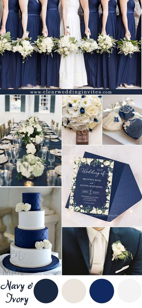 Navy And Creme Wedding, Navy Blue And Gray Wedding Decorations, Navy And Royal Blue Wedding, Navy And Grey Wedding Colors, Navy Blue White Wedding Theme, Dark Blue And Gray Wedding Theme, Diy Navy Blue Wedding Decor, Blue Mountain Wedding Theme, Silver Navy Blue Wedding