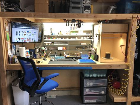 Hobby Room Design, Hobby Desk, Electronic Workbench, Diy Sofa Table, Plastic Model Kit, Diy Furniture Easy, Hobby Room, Garage Gym, 2x4 Furniture Plans