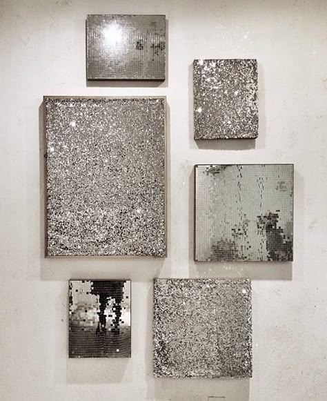 Silver Silver Wall Decor, Glitter Room, Silver Wall Art, Silver Bathroom, Shelves Diy, Creative Wall Art, Glitter Wall, Wall Art Ideas, Silver Walls