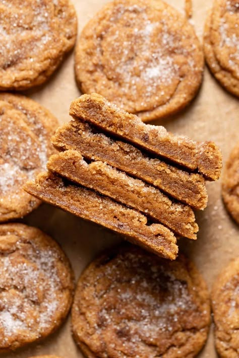 Chewy Pumpkin Snickerdoodle Cookies Pumpkin Orange Cookies, Crispy Pumpkin Cookies, Simple Fall Cookie Recipes, Cookies With Lard, Easiest Dessert Recipes 4 Ingredients, Autumnal Cookies, Gooey Pumpkin Cookies, One Bowl Cookie Recipes, Half Baked Harvest Pumpkin Cookies