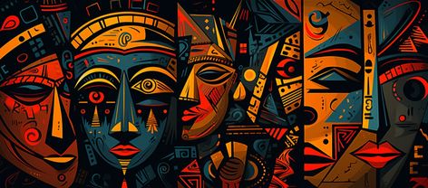 Melanin makes many colors, we are all shades of humanity, embrace your shade, but love others. African Abstract Art, Africa Art Design, Abstract Art Images, Afrique Art, African Paintings, Geometric Shapes Art, African Art Paintings, Afrocentric Art, Illustration Ideas