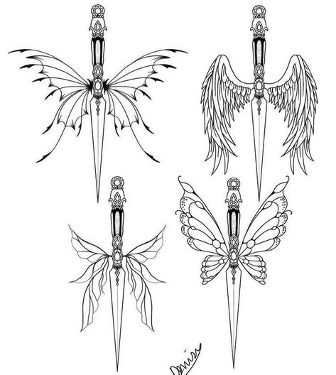 Pike Tattoo, Tattoo Papillon, Fairy Wing Tattoos, Paint Png, Wing Tattoo Designs, Tattoo Aesthetic, Tattoo Style Drawings, Fairy Tattoo, Minimalist Tattoos