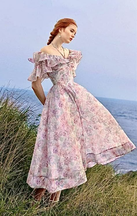 Floral Organza Dress Western, Gaun Koktail, Pink Flower Dress, Fairycore Dresses, Style Parisienne, Fairycore Dress, Aesthetic Dress, Fairytale Dress, Dream Dresses