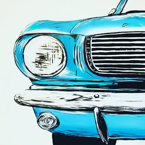 Mustang Painting Canvas Easy, Retro Car Drawing, Mustang Artwork, Mustang 66, Mustang Drawing, Mustang 67, Mustang Art, Blue Mustang, Mustang Logo