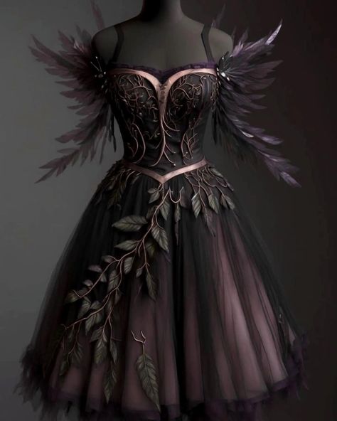 @Homesweethell #Tithe #HollyBlack #TheCruelPrince #unseelie unseeliecourt #MidsummerNightsDream #fairywedding #gothicfairy #gothpromdress #fairykei Tithe Holly Black, Fae Aesthetic Clothes, Dark Fairy Dress, Poison Nightmares, Black White Wedding Dress, Dress Armor, Fairy Wings Costume, Fae Aesthetic, Diva Dress