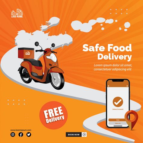 Safe Food Delivery Social media promotional design#pikbest#Templates Free Delivery Creative Ads, Free Delivery Poster Design, Fast Food Social Media Design, Food Delivery Poster, Delivery Social Media Design, Delivery Service Design, Restaurant Instagram Post, Gas Delivery, Delivery Food