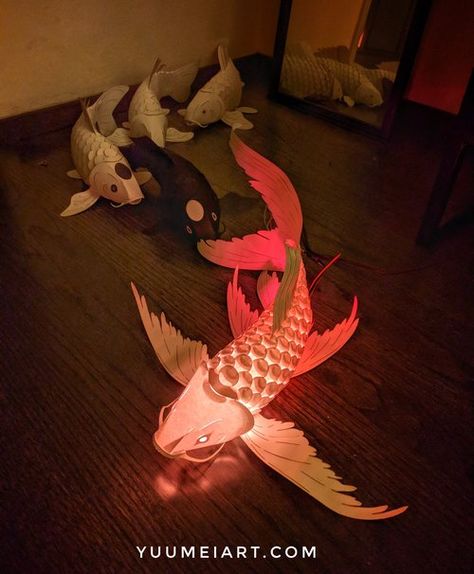 Butterfly Koi, Paper Fish, Origami Paper Art, Sell Diy, Cardboard Art, Light Sculpture, Metallic Paper, Origami Crafts, Paper Lanterns