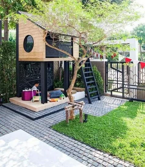 Moderne Have, Backyard House, Playground Design, Backyard Playground, Backyard Play, Small Backyard Patio, Pergola Patio, Backyard For Kids, Kids Outdoor