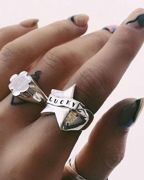 Rat Betty™ Jewellery (@ratbetty) • Instagram photos and videos Lucky Ring, Boo Boo Bear, Accessory Inspo, Thick Ring, Jewellery Rings, Classy Jewelry, Lucky Star, Jewelry Lookbook, Star Ring