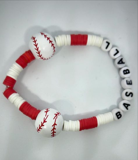 Baseball Bracelet Diy, Baseball Bracelet, Heishi Bracelet, Jewerly Making, Baseball Season, Bracelet Diy, Sports Baseball, Diy Bracelets, Handmade Bracelets