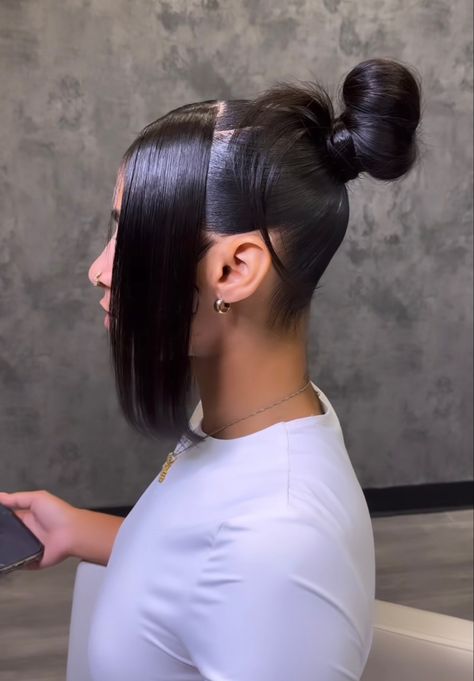 2 Low Ponytails With Weave, Low Slick Ponytail, Bun With Swoop, Slick Backs, Perm Hairstyles, Quick Weaves, Slick Ponytail, Event Hair, Ponytail Girl