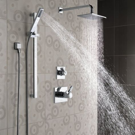 Delta 185 Vero Full Slide Bar Shower Head Water Softener Shower Head, Delta Vero, Dual Shower Heads, Shower Fixtures, Steam Showers Bathroom, Slide Bar, Bathroom Remodel Shower, Delta Faucets, Champagne Bronze