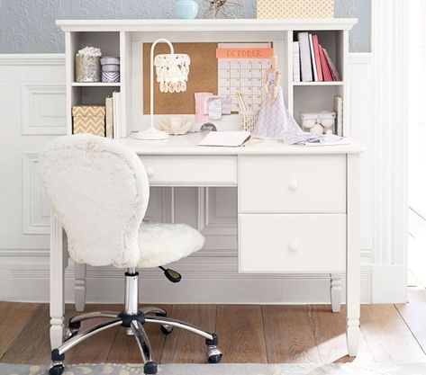 Madeline Kids Storage Desk & Hutch | Pottery Barn Kids White Kitchen Chairs, Kids Study Desk, Storage Desk, Computer Desk With Hutch, Pb Kids, Study Furniture, Desk Hutch, Cubby Storage, Kids' Desk