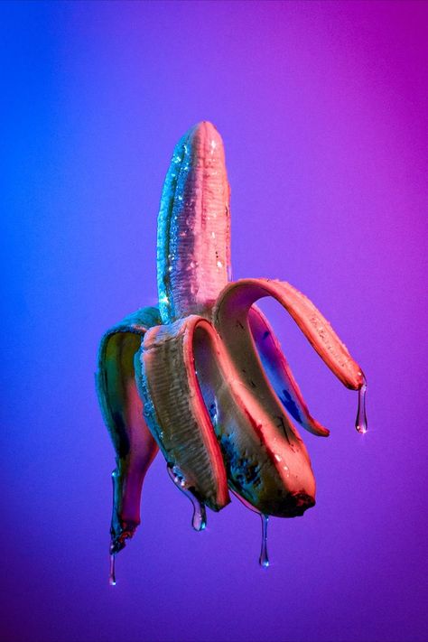 Banana Picture, Neon Cyberpunk, Neon Photography, Language Of Love, Drip Drip, Banana Art, Photoshop Images, Colorful Aesthetic, Experimental Photography