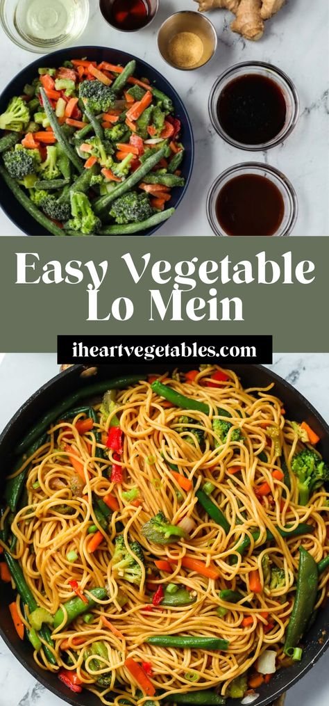 This simple vegetable lo mein recipe is filled with colorful vegetables, tender noodles, and a savory homemade sauce. This easy recipe is satisfying and healthy, perfect for a weeknight meal. Easy Veggie Lo Mein, Vegetable Noodles Recipe, Vegetable Spaghetti Recipes, Veggie Lo Mein Recipe, Vegetable Lo Mein Recipe, Easy Lo Mein Recipe, Vegetarian Lo Mein, Veggie Lo Mein, Vegetable Chow Mein