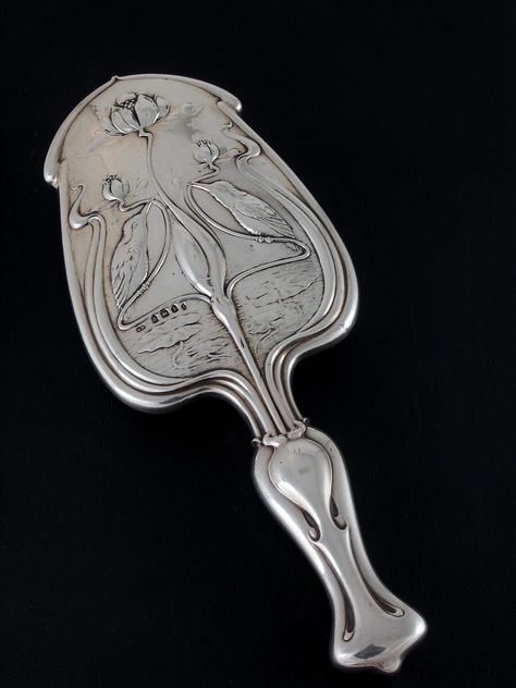 Art Nouveau Silver Hand Mirror* - Nouveau Deco Arts Silver Hand Mirror, Art Deco Vanity, Art Nouveau Silver, Unique Mirrors, Lily Pond, Art Nouveau Design, Hand Mirror, Silver Art, The Mirror