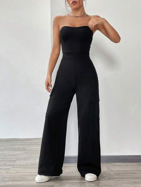 Tube Jumpsuit, Outfits Dressy, All Black Outfit, Drawing Tips, Beautiful Tattoos, Black Love, Black Casual, Black Outfit, Flap Pocket