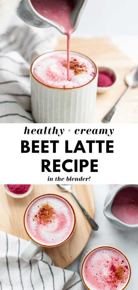 Learn how to make a delicious and easy red and pink beet latte recipe with beetroot powder! This vegan latte is so delicious and perfect for a diy during the cooler months or try it iced in the summer! Not to mention you’ll enjoy the rich benefits of beetroot too! Beet Latte, Low Carb Vegan Breakfast, Beetroot Latte, Benefits Of Beetroot, Vegan Latte, Beetroot Benefits, Healthy Hot Chocolate, Beetroot Recipes, Beet Smoothie