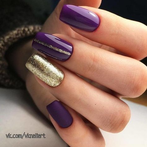 My favorite purple nails including super trendy purple nails designs and the best purple nail colors of the season #purplenails #purplenailsdesigns Dark Purple Nails, Purple Ombre Nails, Violet Nails, Opi Gel Nails, Purple Nail Designs, Gold Nail, Her Nails, Nail Designs Glitter, Dipped Nails