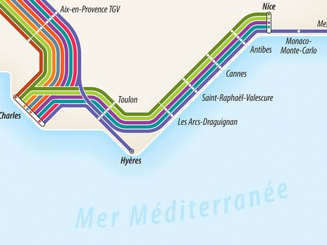 Detail: French TGV Route Map by Cameron Booth on Dribbble Eurostar Train, Bus Map, High Speed Train, Transit Map, Subway Map, Train Route, Route Map, Speed Training, French Alps