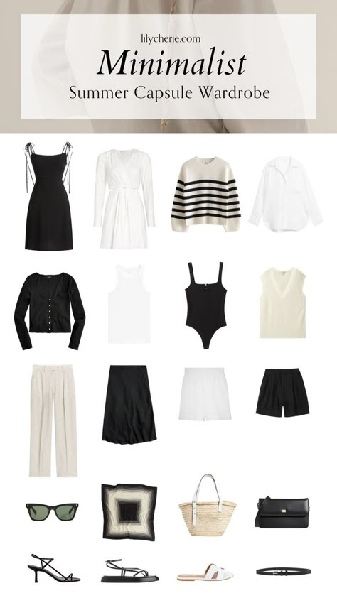 Capsule Wardrobe For Summer, Minimalist Wardrobe Capsule, Capsule Wardrobe Women, Classic Capsule Wardrobe, Minimalist Summer, Capsule Wardrobe Outfits, Fashion Capsule Wardrobe, Summer Capsule, Minimalist Capsule Wardrobe