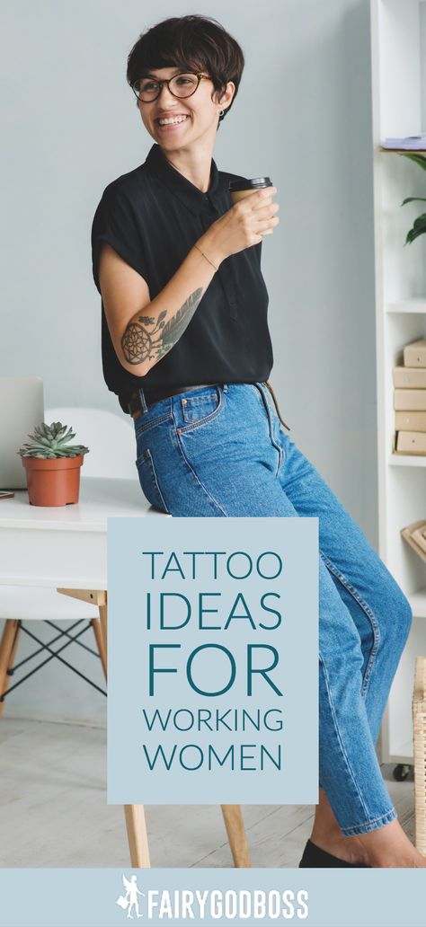 #Tattoo Ideas for Women in the Workplace: How 8 Real Women Manage Their Ink At Work Tattoos For Professional Women, Business Women With Tattoos, Business Woman Tattoo, Professional Women With Tattoos, Professional Tattoos Women, Tattooed Professional Women, Professionals With Tattoos, Women Tattoo Placement Ideas, Cool Tattoo Placement Women