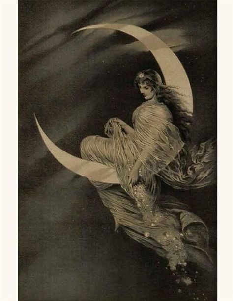 Moon Fairy Moon Ethereal, Victorian Prints, Victorian Trading Company, Magic Theme, Alphonse Mucha Art, Mucha Art, Moon Fairy, Mystic Moon, Victorian Art