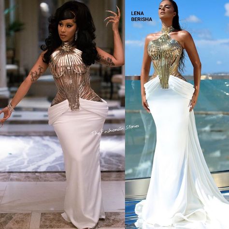 Lena Berisha Dress, Cotoure Dresses, Lizzo Outfit, Cardi B Birthday, Lace Ankara Styles, Cher Wig, Lena Berisha, Catholic Fashion, Award Outfits