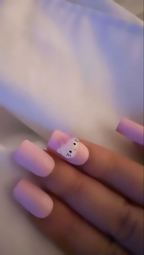 Plain Hello Kitty Nails, Basic Hello Kitty Nails, Hello Kitty Nails Aesthetic, Simple Hello Kitty Nails, Hello Kitty Acrylics, Kitty Nails, Walpaper Hello Kitty, Hello Nails, Basic Nails