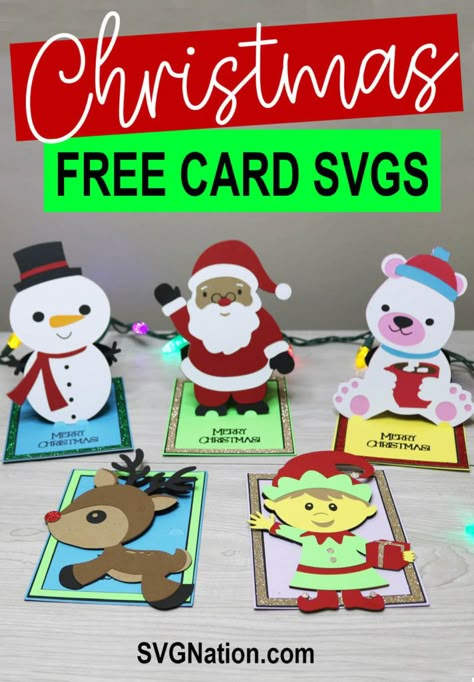 Cricut Handmade Christmas Cards Cricut Christmas Cards Free Svg, Elf Christmas Card, Cricut Christmas Cards, Diy Pop Up Cards, Snowman Christmas Cards, Santa Christmas Cards, Christmas Wallpaper Iphone, Svg Templates, Card Svg