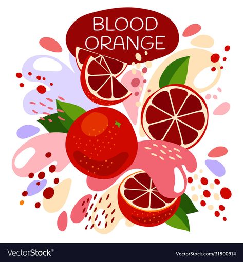 Fruit Juice Illustration, Fruit Juice Poster, Orange Juice Design, Juice Background, Fruit Graphic Design, Drink Graphic, Drink Vector, Fruits Illustration, Blood Orange Juice