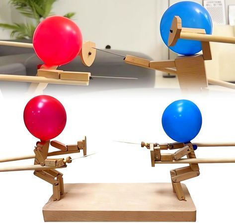 PRICES MAY VARY. 👍👍【 Balloon Bamboo Man Battle 】: This "Balloon Bamboo Man Battle" - Is an Innovative, Fast-Paced Wooden Robot Battle Game Crafted for Two Players. You Will Experience Exciting and Fun Balloon Battles as You Go Head-to-Head with Hand-Crafted, Intricately Designed Wooden Sword Puppets. You Can Also Add the Balloon Expansion Pack. 👍👍【 Bamboo Man Battle Action 】: Experience the Thrill of Wooden Robots Fighting Balloon Heads! This Balloon-Fighting Party Game Adds a Unique Twist t