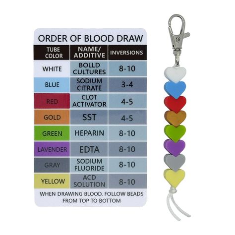 PRICES MAY VARY. Unique Design: Stand out with this stylish Phlebotomy Badge Reel, perfect for phlebotomist professionals who value both functionality and aesthetics. Each heart-shaped bead is 14mm in size and made from BPA-free, food-grade silicone. The entire beaded strand is about 5.5 inches long. Essential Resource Tool: This badge card is an essential resource for phlebotomists, nurses, doctors, and medical students to ensure accurate and efficient blood draws. Each reference card is printe Phlebotomy Notes, Ma Student, Phlebotomy Gifts, Phlebotomy Badge, Veterinary Office, Order Of Draw, Nurse Organization, Medical Assistant Student, Nurse Study Notes