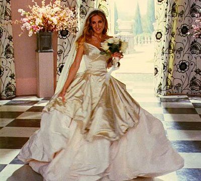 Carrie Bradshaw in Vivienne Westwood Sjp Style, Famous Brides, Vivienne Westwood Wedding Dress, Vivienne Westwood Wedding, Princess Style Wedding Dresses, Film Scenes, Cinema Wedding, Celebrity Wedding Dresses, Wedding Movies