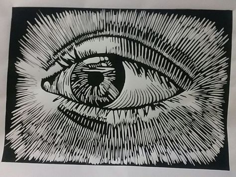 Photo Eye Lino Print, Linocut Portrait, St Ursula, Screen Printing Studio, Ib Art, Printing Studio, Close Up Faces, Lino Cuts, Lino Printing