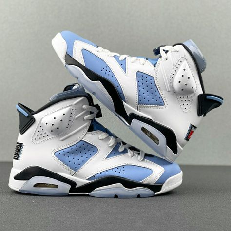 Air Jordan University Blue, Unc Shoes, Blue And White Jordans, Jordan Retro 7, Fluffy Shoes, Nike Air Jordan Shoes, Jordan Retro 6, Nike Shoes Air Force, Fly Shoes