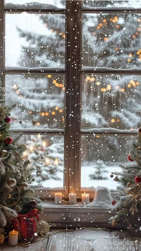 Winter Christmas Scenes, Images Beautiful, Christmas Window Painting, Christmas Dreaming, Christmas Scenery, White Christmas Trees, Winter Magic, Christmas Window, Christmas Scenes