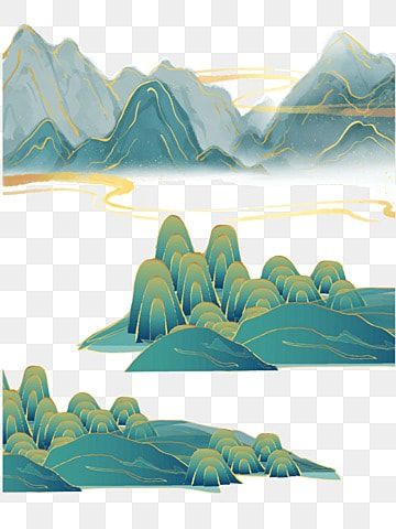 Chinese Vector Art, Chinese Cloud Illustration, Chinese Mountain Art, Chinese Mountain Illustration, Chinese Mountain Painting, Mountain Vector, Chinese Mountains, Vietnam Art, Victorian Paintings