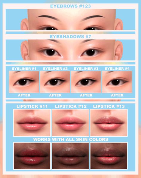 💫 MAKEUP COLLECTION for LADIES \\ 2024 💫 | Patreon Sims 4 Makeup Collection Cc, Asian Eyes Presets Sims 4 Cc, Sims 4 Liner Cc, Sims 4 Cc Monolid Eyes, Sims4 Makeup Patreon, Sims 4 Cc Mm Makeup, Sims 4 Cc Patreon Lipstick, Sims 4 Cc Makeup Collection Patreon, Alpha Sims 4 Cc Makeup