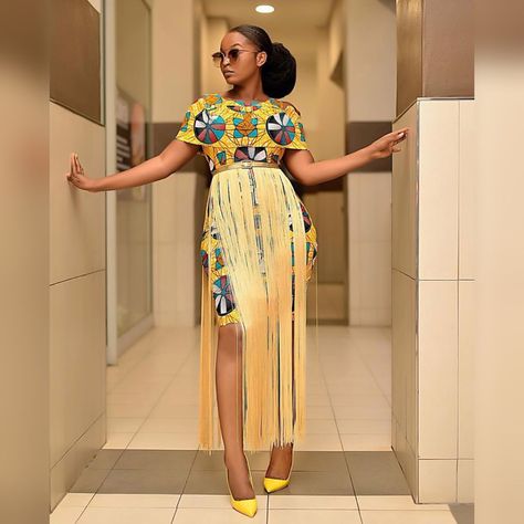 Fashion Africana on Instagram: “Isn't she cute?????” Trendy Ankara Styles, Ankara Short Gown Styles, Dress With Fringe, Ankara Dress Styles, African Print Clothing, Afrikaanse Mode, Ankara Gown Styles, Gaun Fashion, African Fashion Ankara